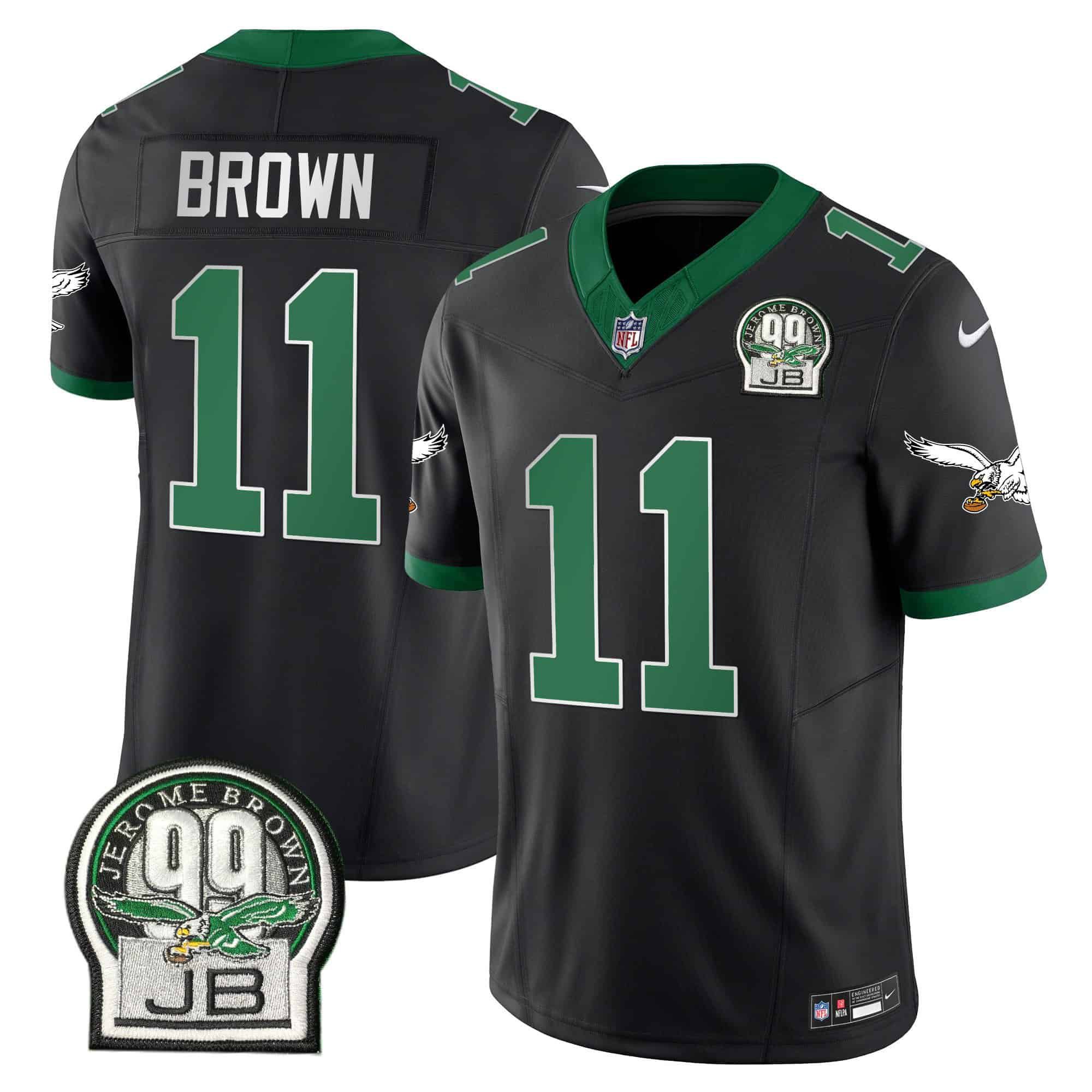 Men Philadelphia Eagles #11 Brown Black 2024 Nike Jerome Brown Patch Alternate Limited NFL Jersey style 1->indianapolis colts->NFL Jersey